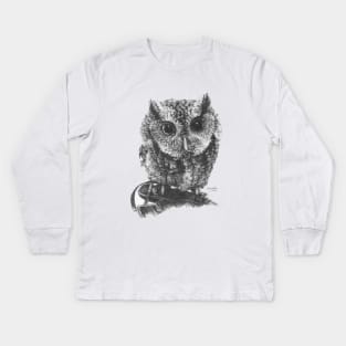 Eastern Screech Owl Kids Long Sleeve T-Shirt